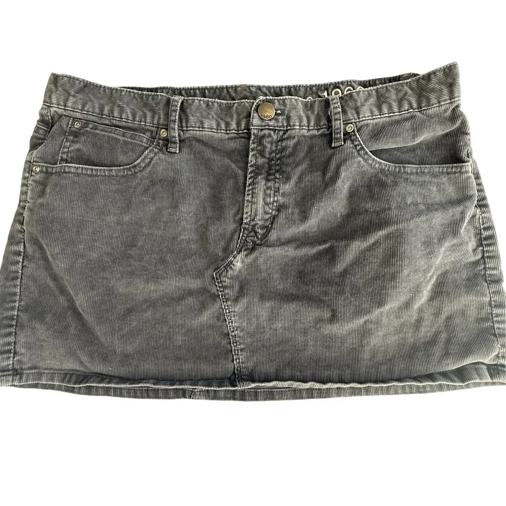 Gap 1969 Corduroy Micro Mini Skirt‎ Flint Gray Size 12 Pockets Casual Preppy
